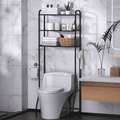 3 Over The Toilet Storage Rack, Bathroom Organizer Shelves Cabinet Above Toilet, Freestanding Shelf Space Saver, Black