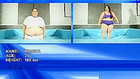 2 supersized BBWs fighting in the ring totally naked