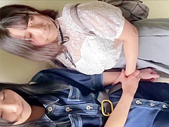 2k 60fps 【交渉痴漢⑦】練○区の某大学の芸術学部生2人組にキャンパス内の階段の踊り場で生挿入＆ぶっかけ