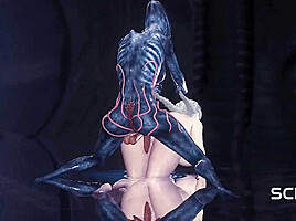 A sexy hottie gets fucked by a female alien in a cave on an exoplanet