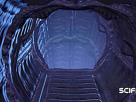 A sexy hottie gets fucked by a female alien in a cave on an exoplanet