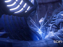 A sexy hottie gets fucked by a female alien in a cave on an exoplanet