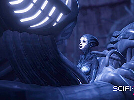 A sexy hottie gets fucked by a female alien in a cave on an exoplanet