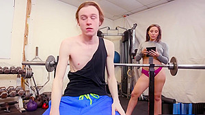 Abella Danger works out a skinny boy