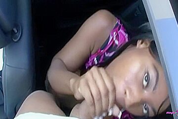 After Sucking Her Guys Cock This Black Girl Fucks Him Until He Fills Her Up