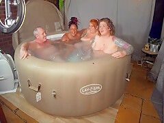 Amateur Hot Tub Fun With 3 Hot British Milfs