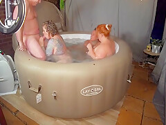Amateur Hot Tub Fun With 3 Hot British Milfs