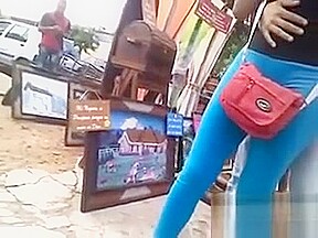 Amazing Ass Wearing Tight Blue Pants