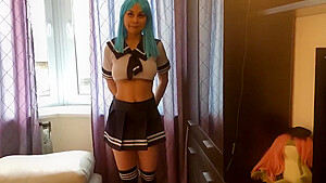 Anime Girl - Having Fun After College With A Dildo And A Real Dick