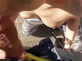 Anorexic redhead punker street prostitute gives great BJ