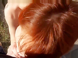 Anorexic redhead punker street prostitute gives great BJ