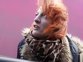 Anorexic redhead punker street prostitute gives great BJ