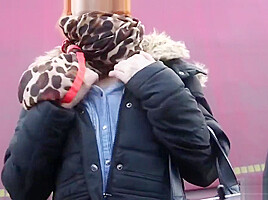 Anorexic redhead punker street prostitute gives great BJ