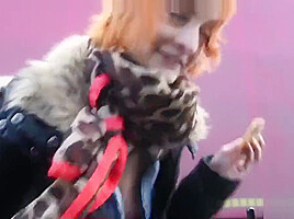 Anorexic redhead punker street prostitute gives great BJ