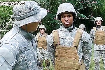 Army Bottom Barebacked By Jock Outdoor In Front Of