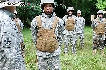Army Bottom Barebacked By Jock Outdoor In Front Of
