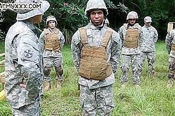 Army Bottom Barebacked By Jock Outdoor In Front Of