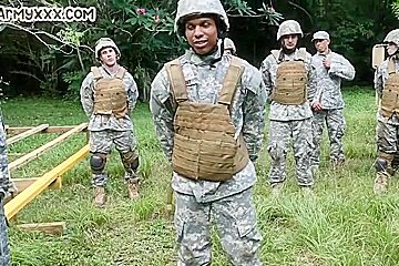 Army Bottom Barebacked By Jock Outdoor In Front Of