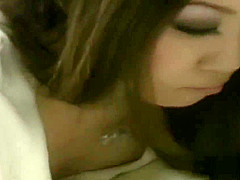 Asian beauty masturbates