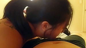 Asian girlfriend edging cock