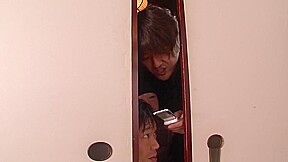 Asian makes her pussy squirt while she's being watched