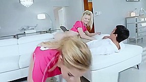 Aspen and Riley whip out and suck guys cock