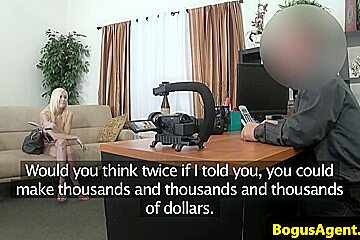 Auditioning amateur pussypounded on couch