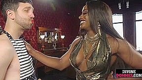BDSM muscle ebony femina punishes trapped men with strapon