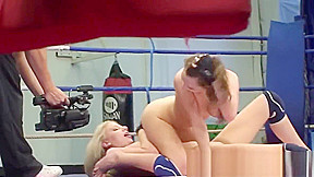 Babe orally pleasured by wrestling partner
