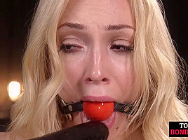 Ballgagged sub pussytoyed 4 orgasm limit by master toy