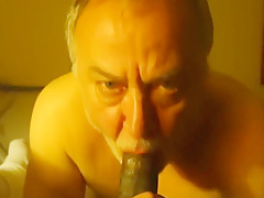 Bearded old man sucking verbal black guy's dick (1)