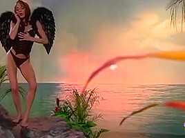 Beautiful Brunette In A Costume Gets Her Tight Pussy Fucked With A Big Sex Toy