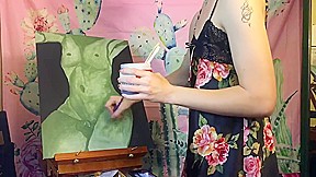 Beautiful Tgirl Paints Nude of Herself