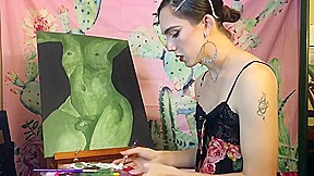 Beautiful Tgirl Paints Nude of Herself