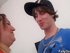 Big Belly Fatty Meeting With Young Lad For Doggy-fuck