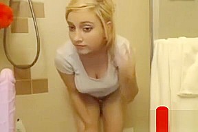 Big Tits Blonde teen 18+ Wet TShirt Shower Masturbation