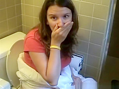 Big tits woman filming her pees