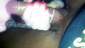 Bitch sucks my cock while getting fucked