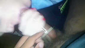 Bitch sucks my cock while getting fucked