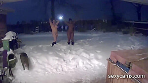 Black And Play In Snow After Hard Pounding Live At Sexycamx With White Bbw