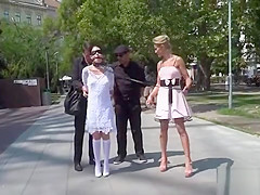 Blindfolded teen 18+ disgraced in public
