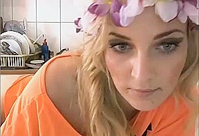 Blonde Milf show private cam in the kitchen