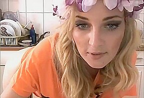 Blonde Milf show private cam in the kitchen
