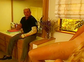 Blonde With Large Breasts Enjoys Mouthing Penis
