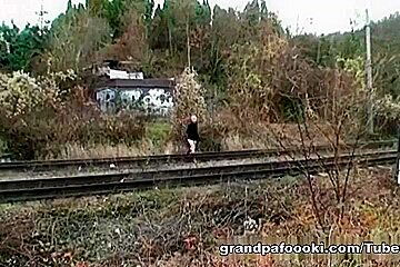 Blonde chick plays with mature couple
