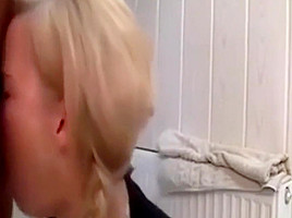 Blonde milf (35-37) sodomized in laundry room