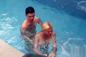 Blonde shemale sucks cock and fucks guys ass