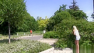 Blonde teen 18+ gets licked and fucked outdoor