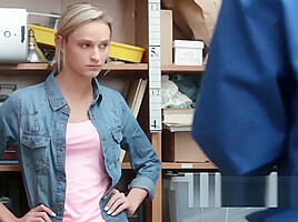 Blonde whore gets caught stealing and gets fucked hard
