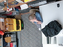 Blonde whore gets caught stealing and gets fucked hard